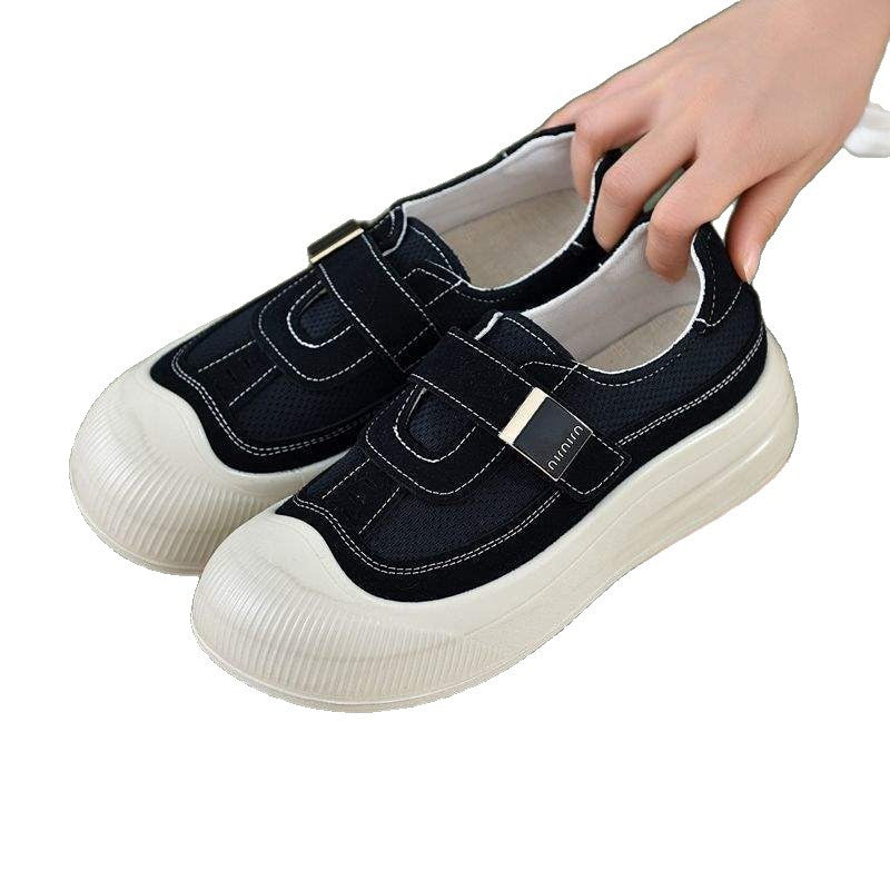 New Round Toe Fashion Sports Casual Shoes Mesh Soft Sole Women's Shoes Retro Niche Fashion Low-top Single Shoes Mom Shoes