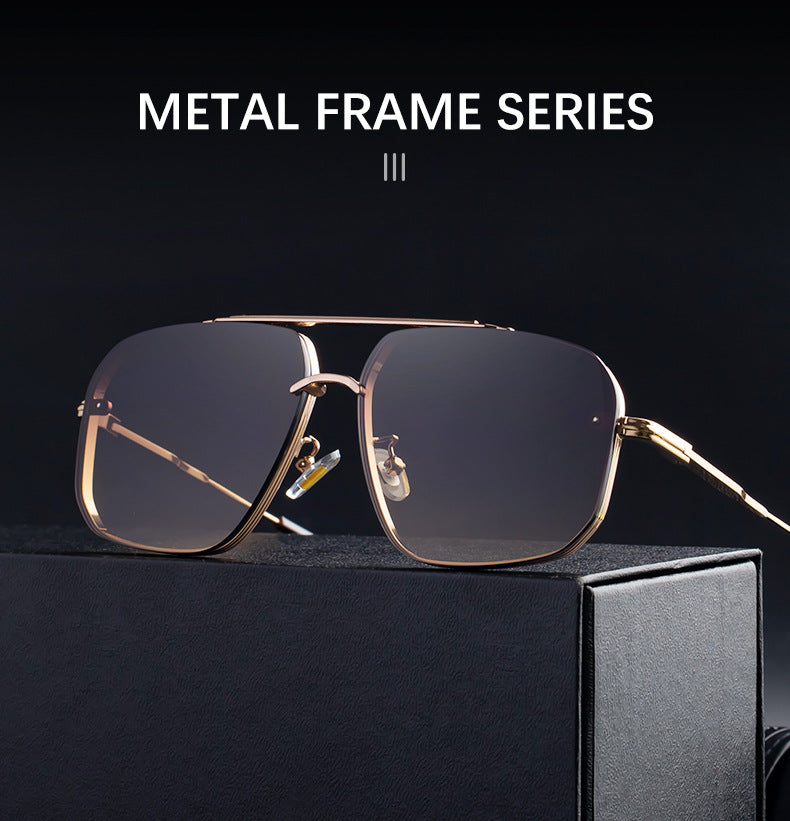 2025New European and American Fashion Square Frame Sunglasses for Men High-End Frameless Sunglasses Men Trendy Sun Protection shades