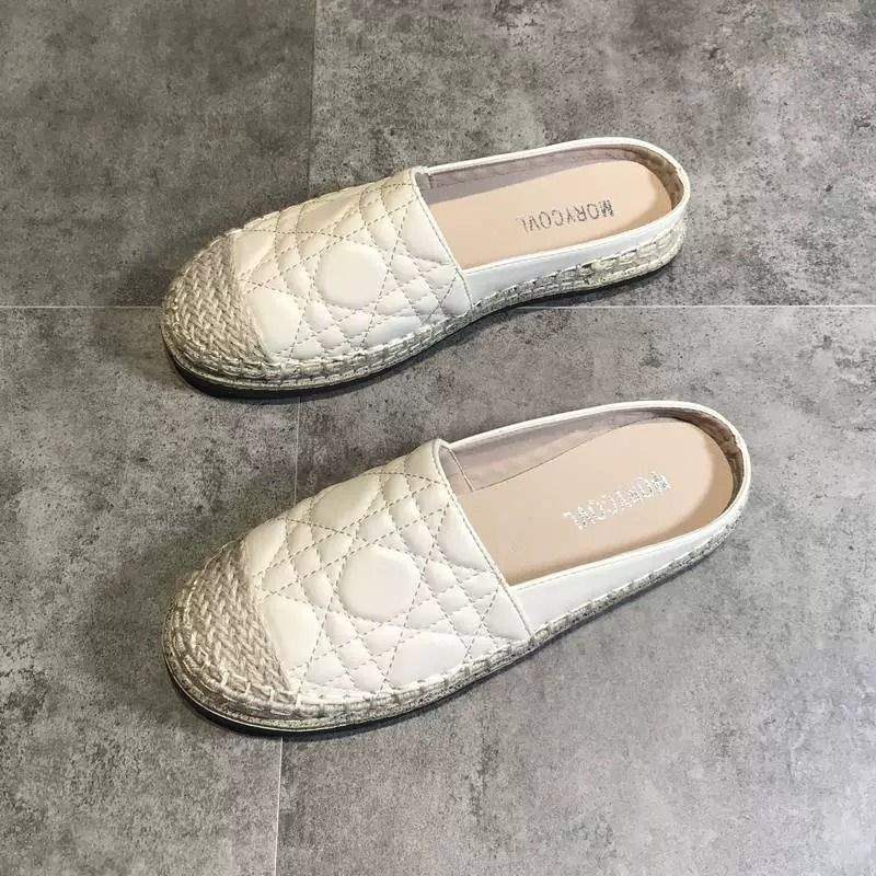 2025Spring New Knitted Retro Round Toe Sequin Slip-On Flat Fashion Closed-Toe Half Slippers Backless Fisherman Shoes