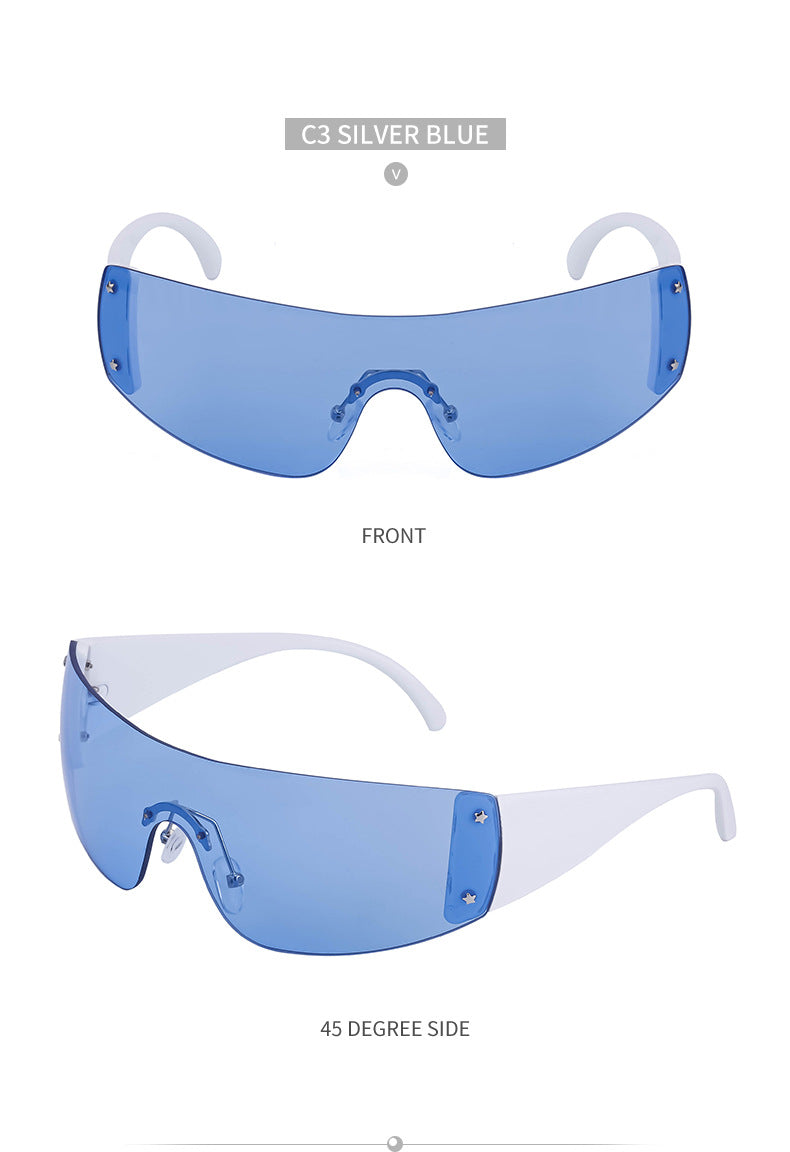 Women's trendy high-end windproof sunglasses Y2K Millennium Frameless Cycling Anti-UV Sunglasses Women's Wholesale