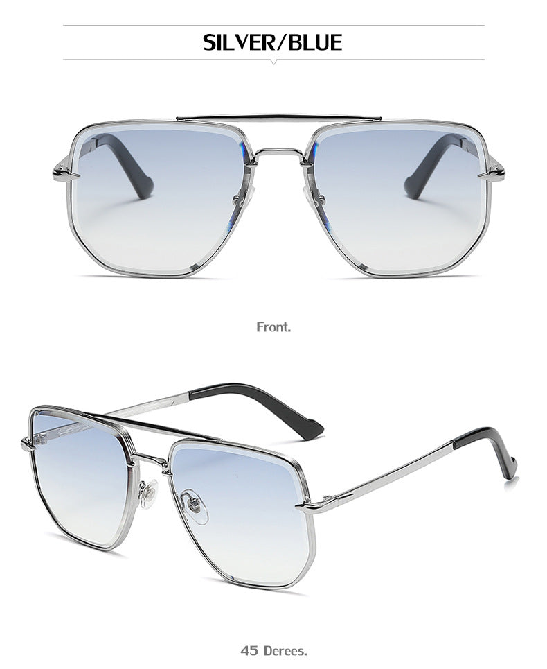 Fashion Double Bridge Sunglasses for Men UV Protection Driving Diamond Cut Edge Sunscreen Sunglasses for Women Wholesale