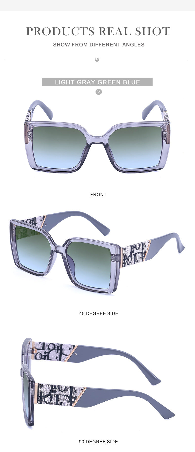 New Fashion Large Frame UV Protection Sunglasses for Women Square Frame Sunglasses European and American Style Glasses