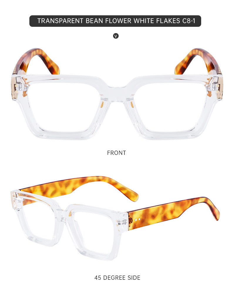 2025New European and American Fashion Square Frame Glasses for Women, Can Be Paired with Prescription or Non-Prescription Lenses, Men's Optical Frames Wholesale