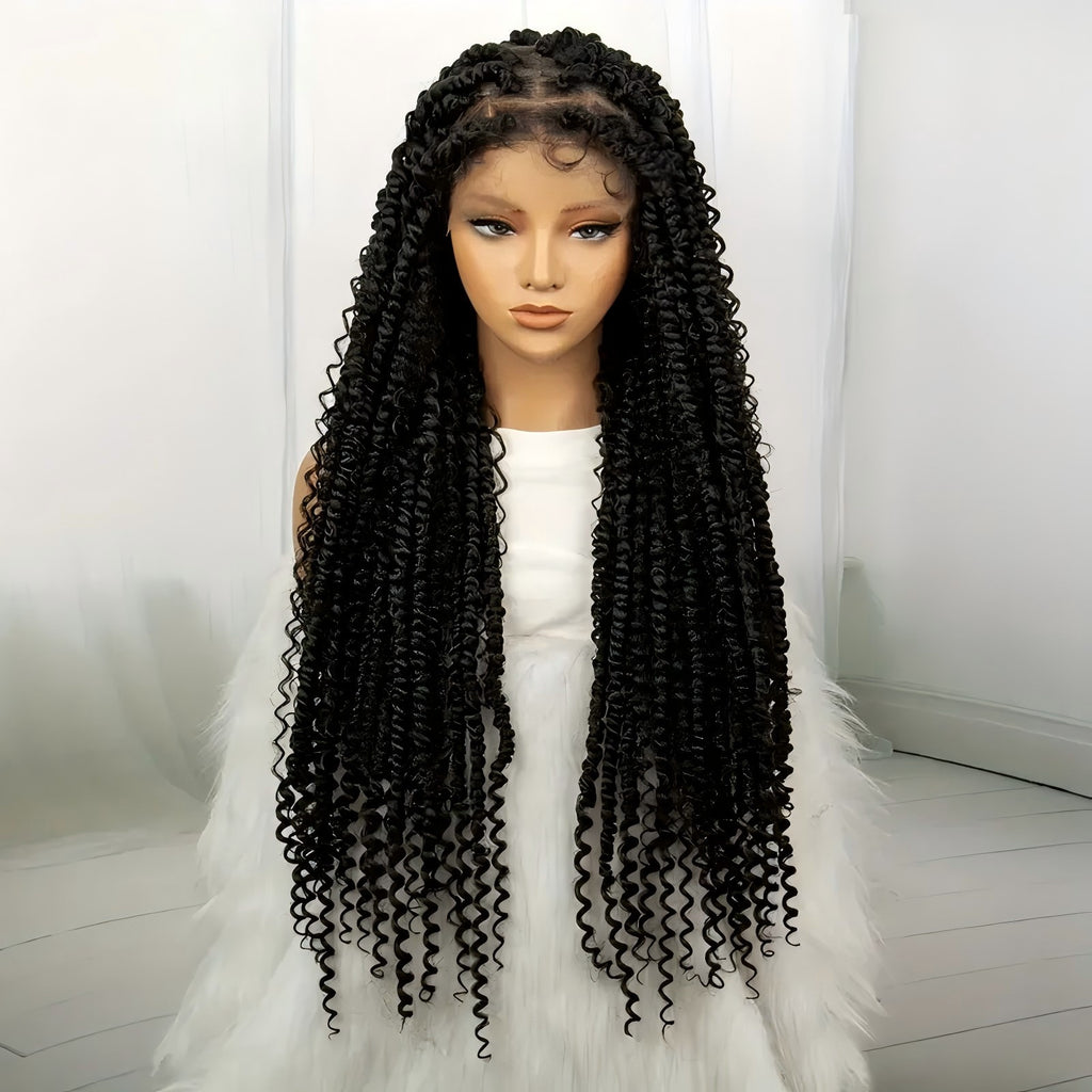 Cross-Border New African Braided Wig Hand-Woven Full Lace Double Strand Passion twist Feizi Chemical Fiber Head Cover