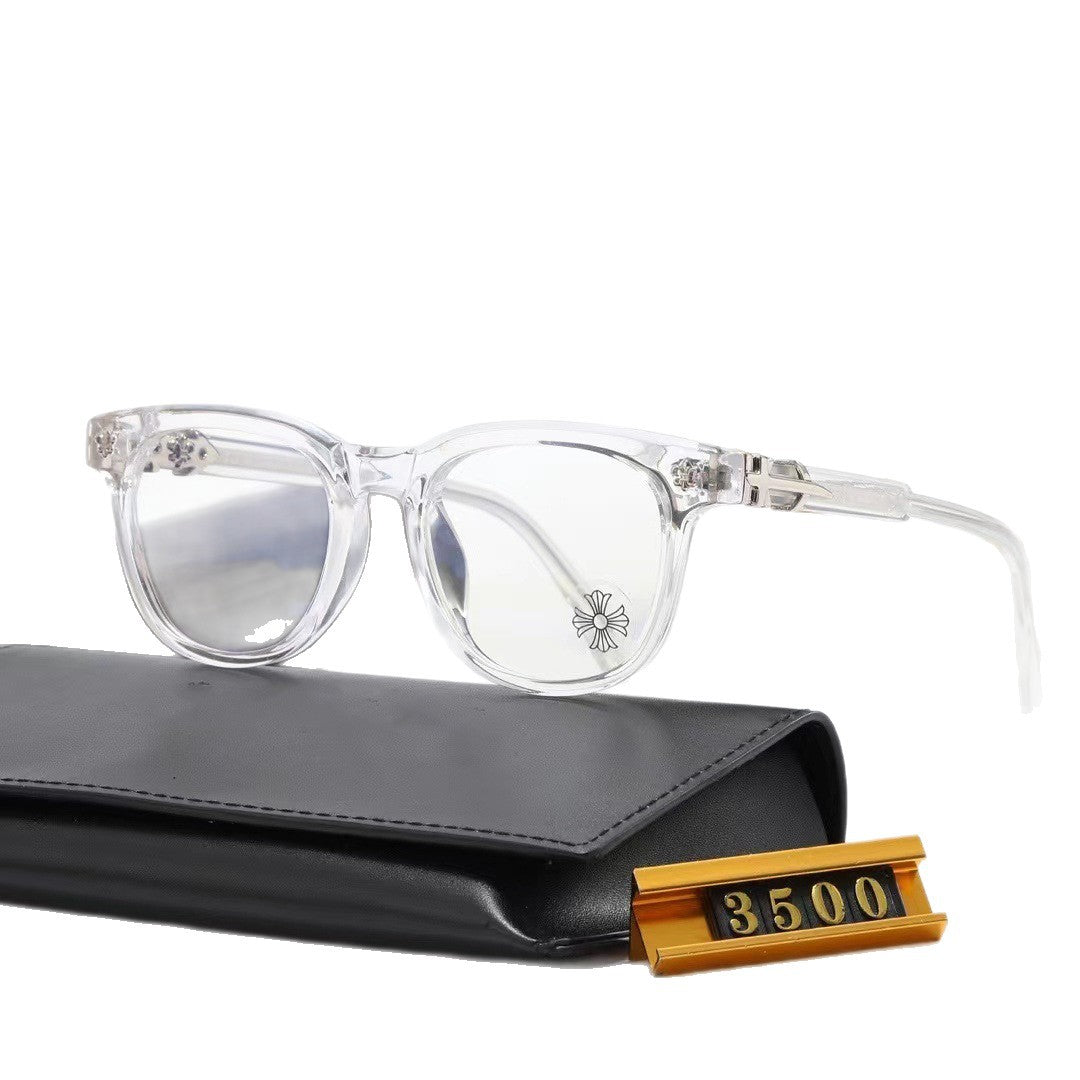 2024 New high-end brand design men's and women's square non-prescription glasses colorless clear Vintage3500