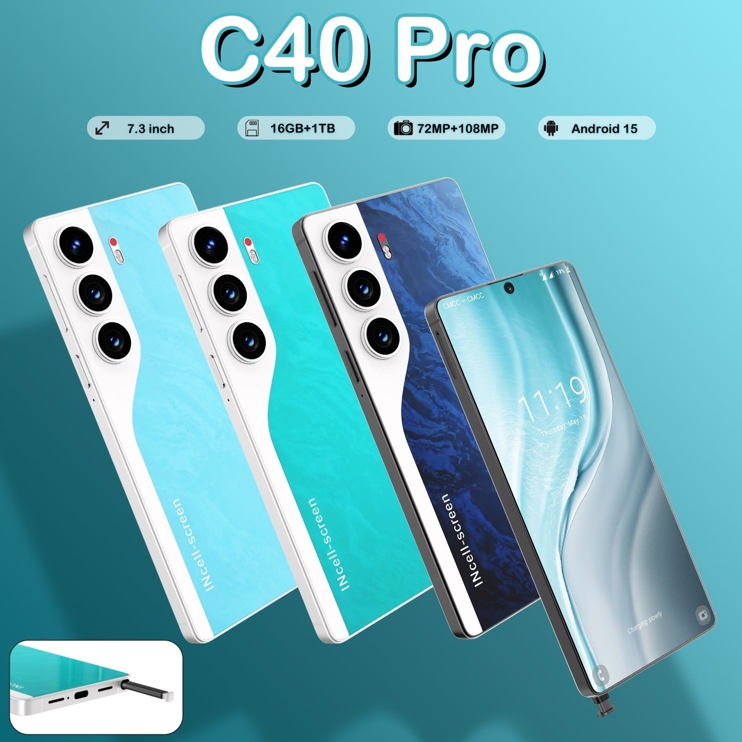 Bestsellers in Southeast Asia C40 Pro Smartphone16+1T Android Phone7.3Inch Large Screen