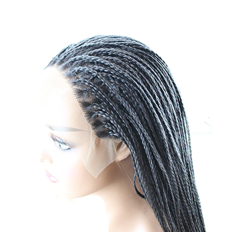 In Stock Long Braided Wig Lace Hand Crochet13*4Synthetic Hair Headband Hand-Knitted African Dreadlocks Trendy European and American Style