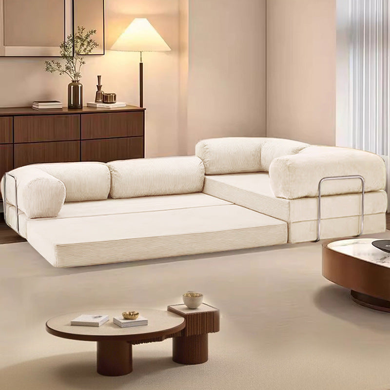 Fabric Sofa Small Apartment Foldable Dual-use Compression Retro Single and Double Modular Pudding Sofa Bed