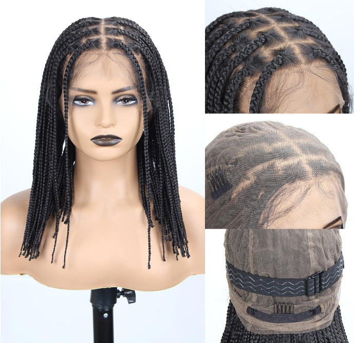 14 inch 360 Single Full Lace Braided Wigs for Black Women