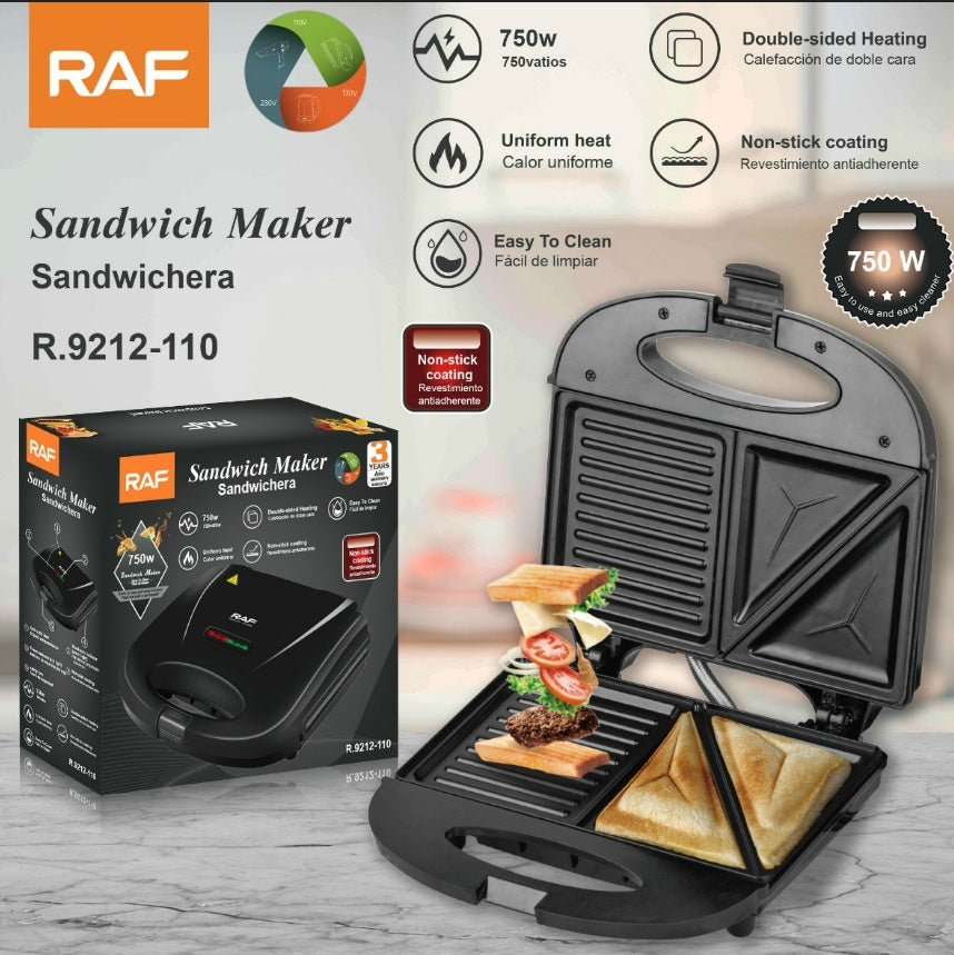RAF European and American Standard 2-in-1 Triangular and Bar-Shaped Multifunctional Household Cake Maker Breakfast Toaster