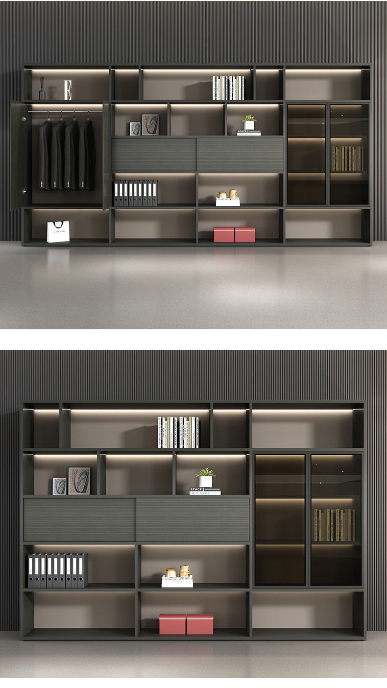 Boss Office Light Luxury Wooden Archive File Cabinet Archive Cabinet Storage Bookcase Manager Room Background Cabinet