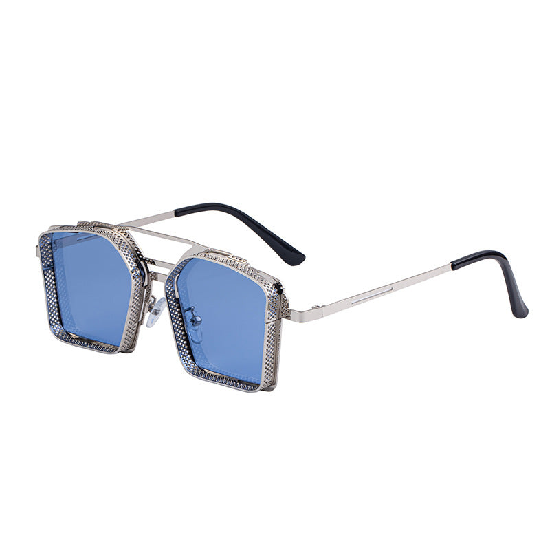 Vintage Steampunk Sunglasses for Men Metal Hollow Square Frame Sunglasses Men's Trendy Glasses sunglasses