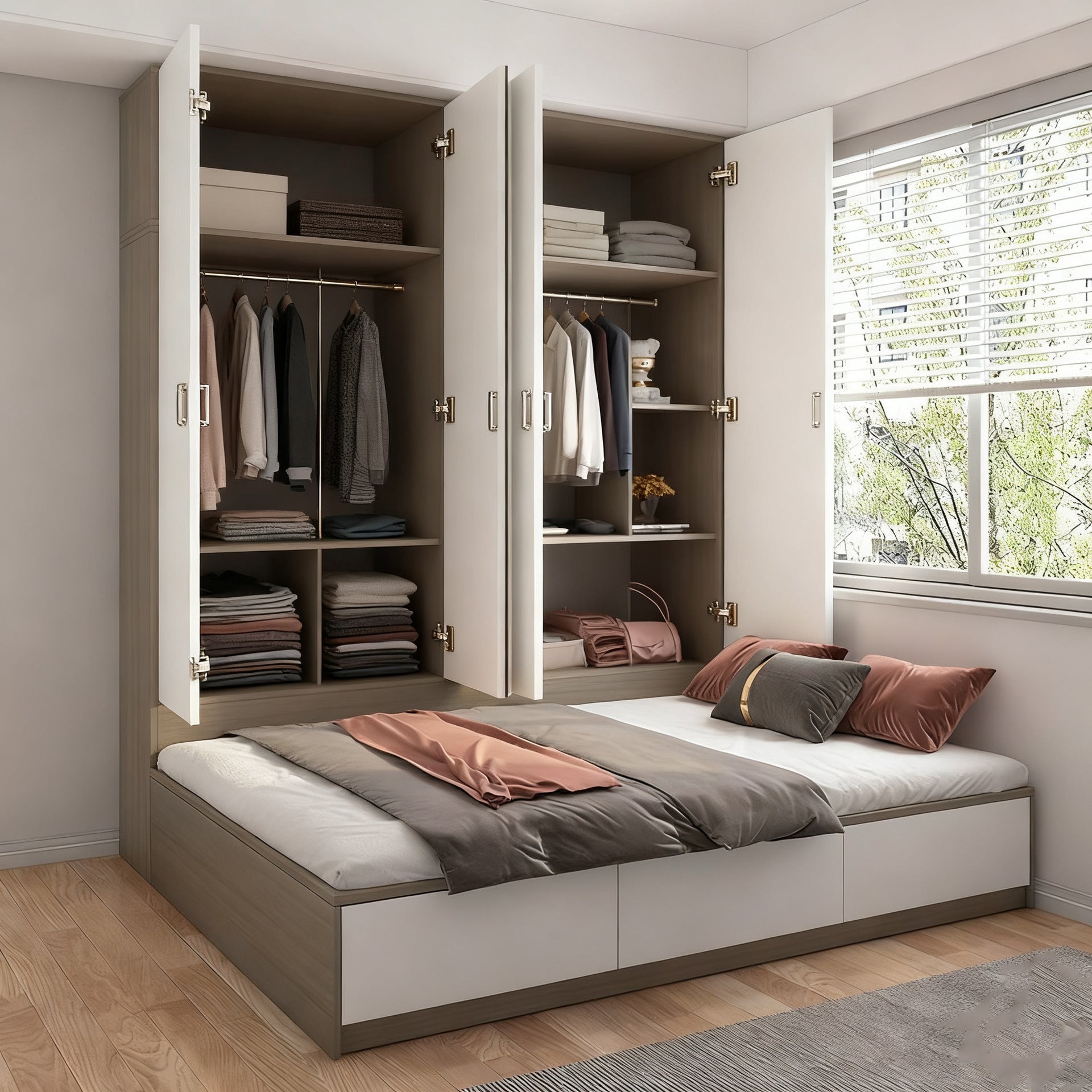 Custom Honeycomb Aluminum Alloy Side Cabinet Bed Integrated Tatami Bed Small Apartment Single Bed Storage Cabinet Combination Bed