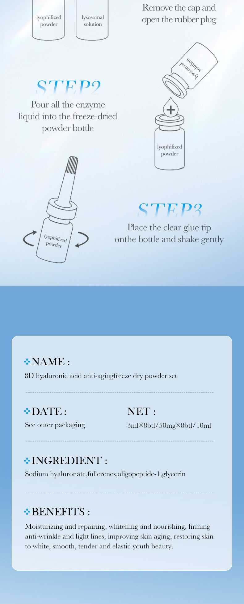 Cross-border Freeze-Dried Powder Combination Hydrating Moisturizing Skin Rejuvenation Nourishing Skin Freeze-Dried Powder Set Export Manufacturer Wholesale