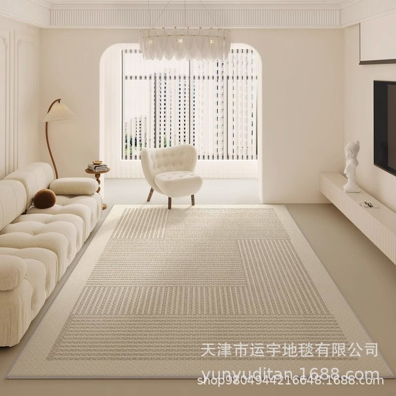 Living Room Carpet Cream Style Crystal Velvet Floor Mat Sofa Coffee Table Rug Bedroom Bedside Rug Manufacturer Can Label