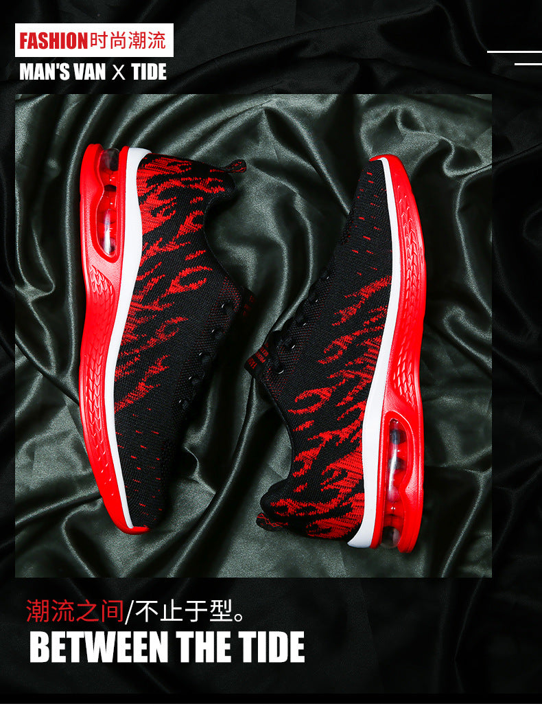 New Sports Shoes Four Seasons Casual Flyknit Breathable Cushion Running Shoes for Teenagers Ultra-light Shock-absorbing Trendy Men's Shoes