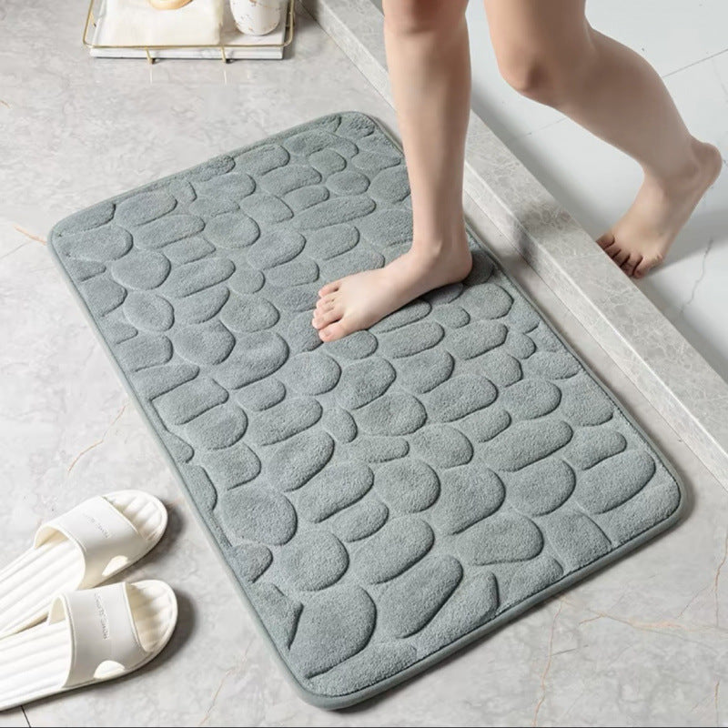 Bathroom Floor Mat Pebble Embossed Entrance Door Mat Absorbent Foot Mat Toilet Quick-Dry Non-Slip Rug