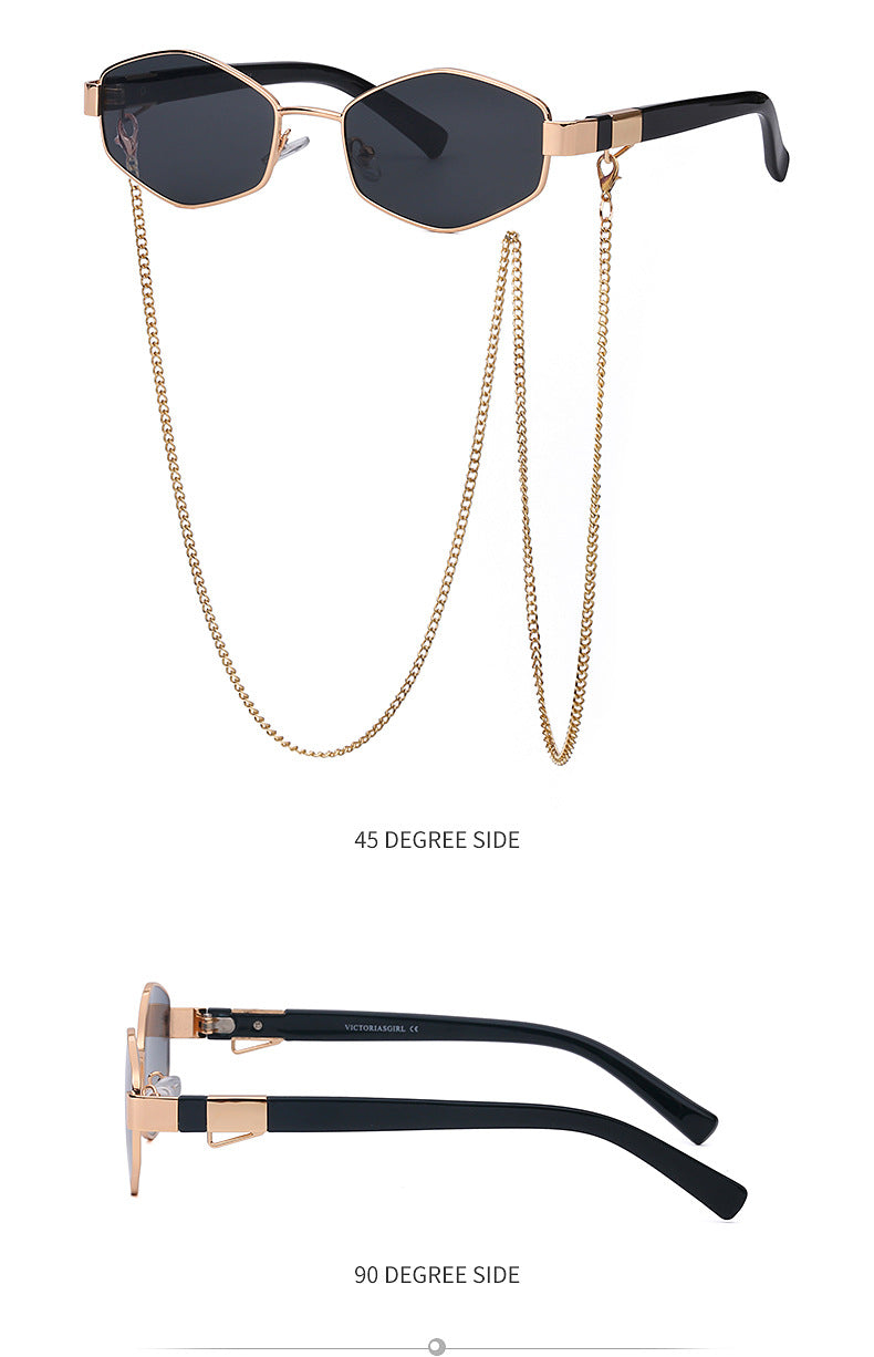 New Women's Sunglasses Fashion Chain Personality Round Frame Korean Style Sunglasses Wholesale Glasses sunglasses