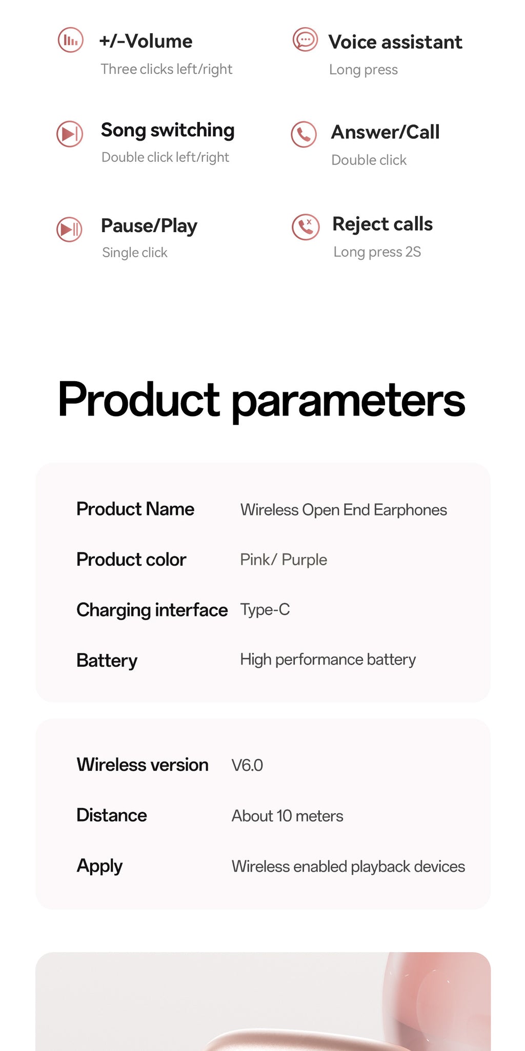 New E-commerce Model M106Simple Heart Long Battery Life High Appearance Mini Bag Style Wireless Bluetooth Earphones