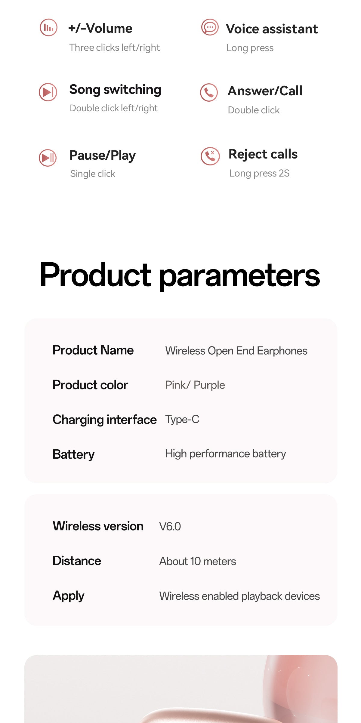 New E-commerce Model M106Simple Heart Long Battery Life High Appearance Mini Bag Style Wireless Bluetooth Earphones