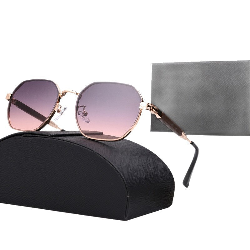 New P Home Polygonal Metal Sunglasses 30092Fashionable Trendy Metal Hexagonal Frame