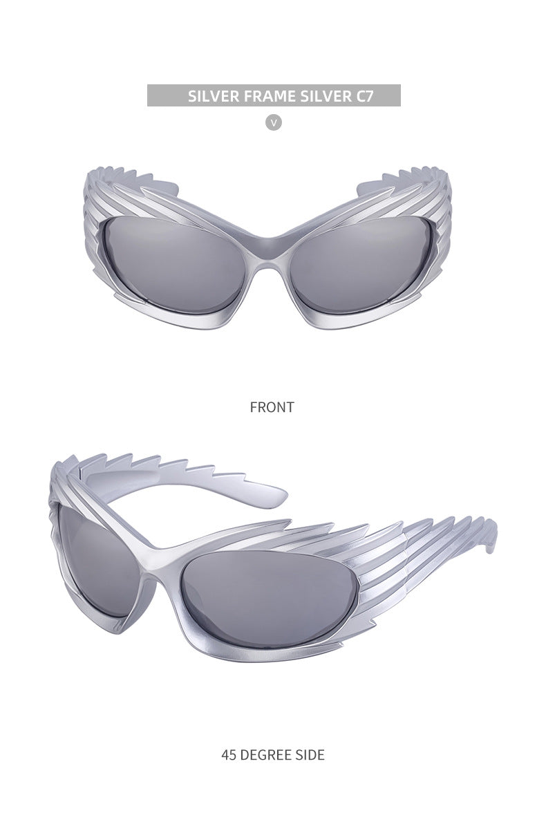 Europe and America Y2K Millennium Windproof Sunglasses for Women Trendy Personality Irregular Shape Sun Protection Sunglasses for Men Cycling Sports Glasses