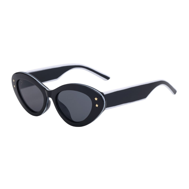 New Wide Mirror Leg Cat Eye Sunglasses for Women, European and American Fashion, High-End Feel Sunglasses sunglasses
