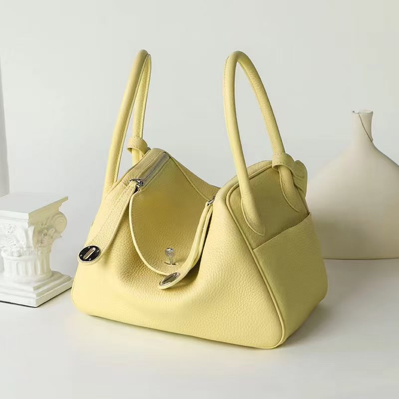 Doctor Genuine Leather Women's Bag2024Handheld Top Layer Cowhide Lychee Pattern Lindy Bag Single Shoulder Handbag Medicine Box Trendy