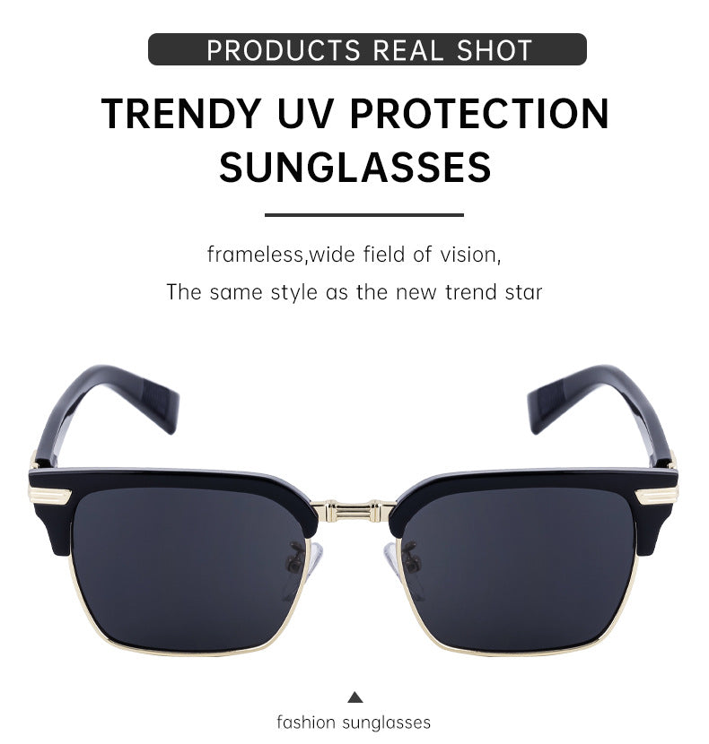 New Retro Square Frame Sunglasses Unisex Eyebrow Frame UV Protection Sunglasses Double Bridge Glasses shades