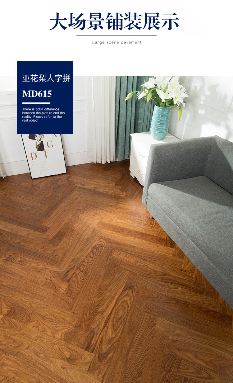 In-stock wholesale with on-site installation Herringbone Locking Floor Heating New Three-Layer Solid Wood Flooring Oak Black Walnut Flooring