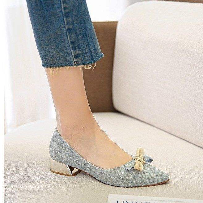 Elegant Chunky Heel Soft Sole Slip-On Fairy Gentle Shoes French Style Chunky Heel Pointed Toe Shallow Mouth Shoes Pair with Dress Versatile