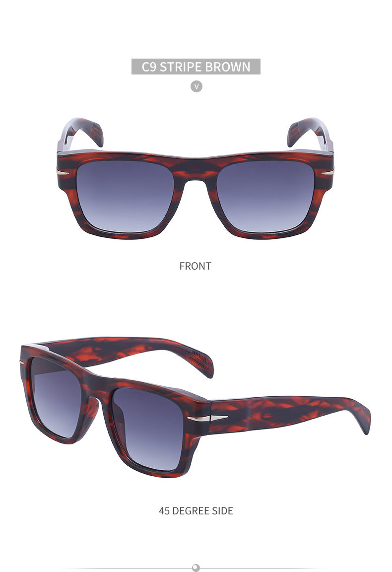 David's Retro Sunglasses for Men, European and American Style, Fashionable Trendy Square Frame Sunglasses, High-End Full Frame Glasses for Men