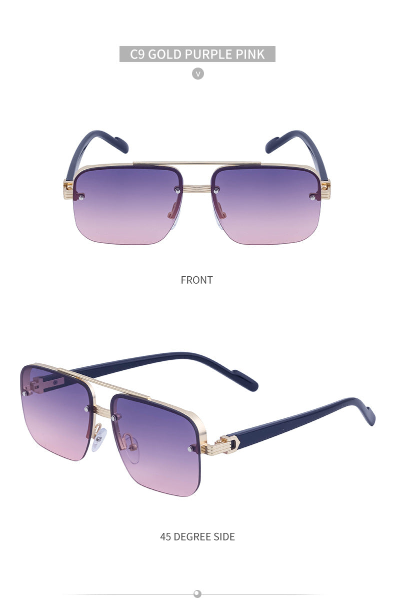 2025New Fashion Half-Frame Cut Edge Sunglasses for Women, High-End Driving Sunglasses for Men, Wholesale Glasses