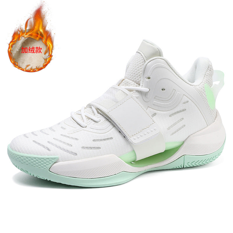 Winter New Fashion Trend Fleece-Lined Warm Sports Shoes for Teenagers Professional Training Non-Slip Cushioned Basketball Shoes