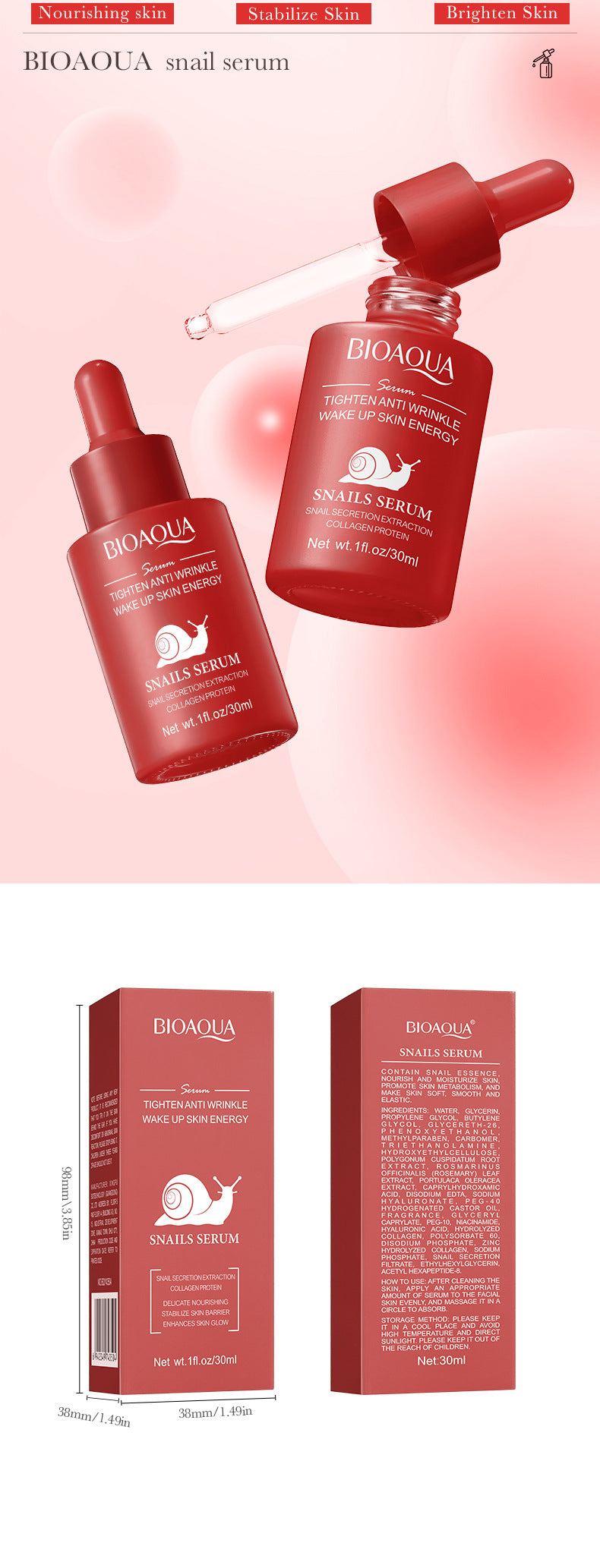 BIOAOUA Essence Series Hydrating and Nourishing Vitamins C Essence  Foreign Trade Factory Direct Sales