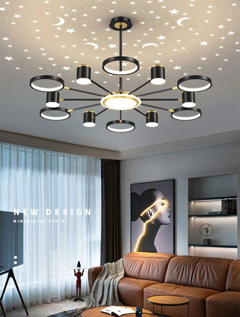 2025Modern Minimalist New Pendant Light Living Room Light Internet Celebrity Light Luxury Nordic Bedroom Hall Starry Sky Lighting Set