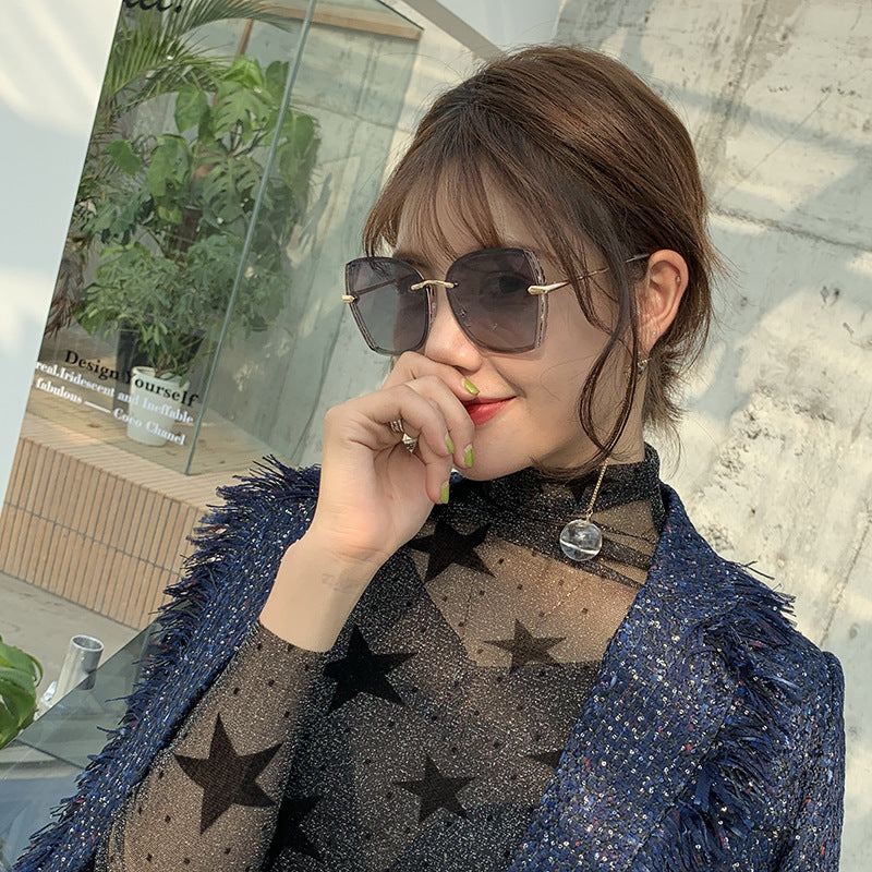 Polarized Driving Anti-Glare Sunglasses for Women Fashionable Internet Celebrity Style Frameless Sunglasses Trendy Korean Version Sunglasses