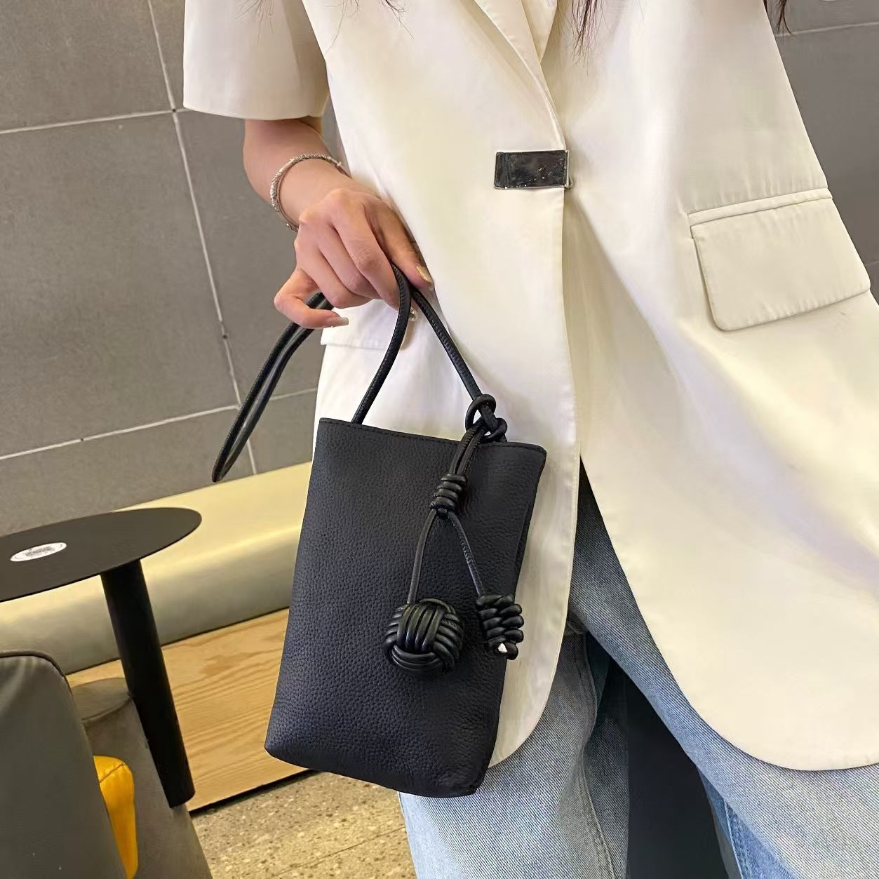 Mini Genuine Leather Phone Bag for Women togo Top Grain Leather Small Square Bag2025New Fashion Simple Versatile Crossbody Bag