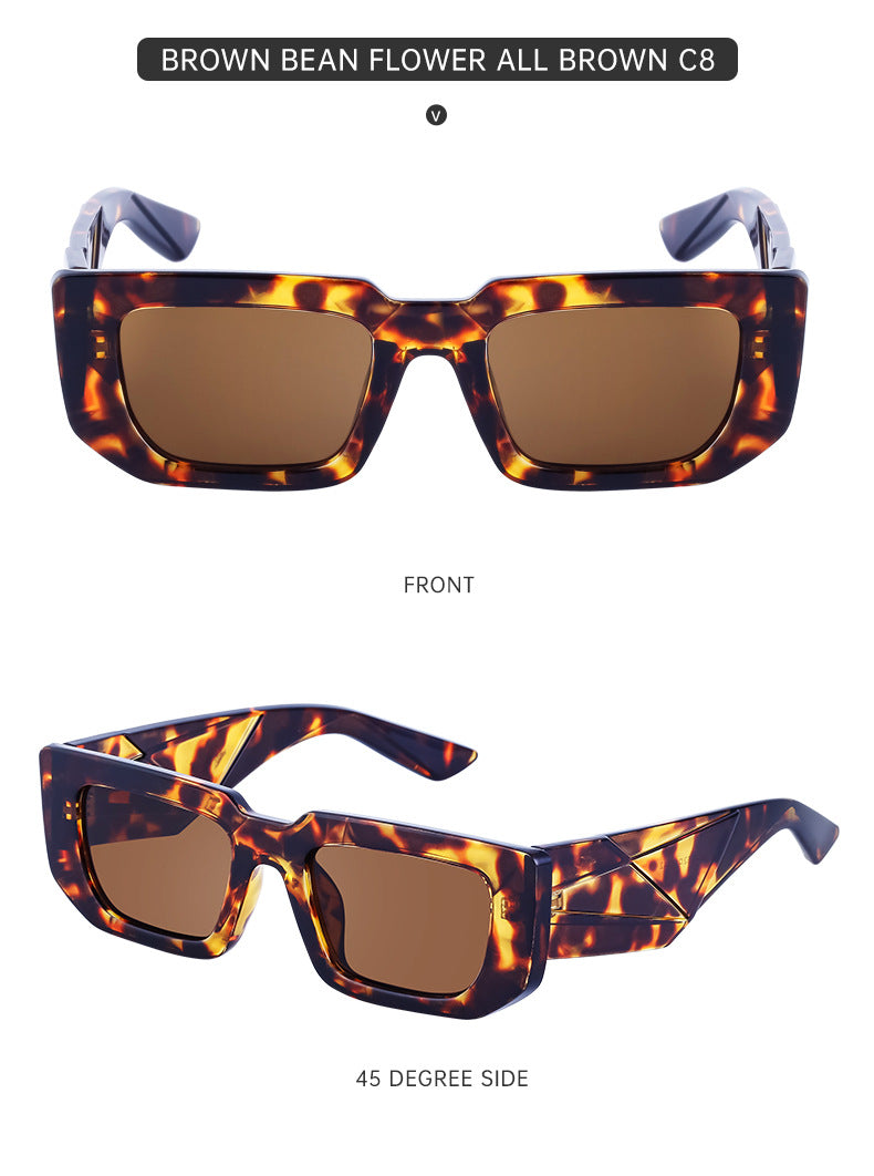 Fashion Small Frame Sunglasses for Women Trendy European and American Wide Leg Square Frame Sunglasses High-end Wholesale sunglasses