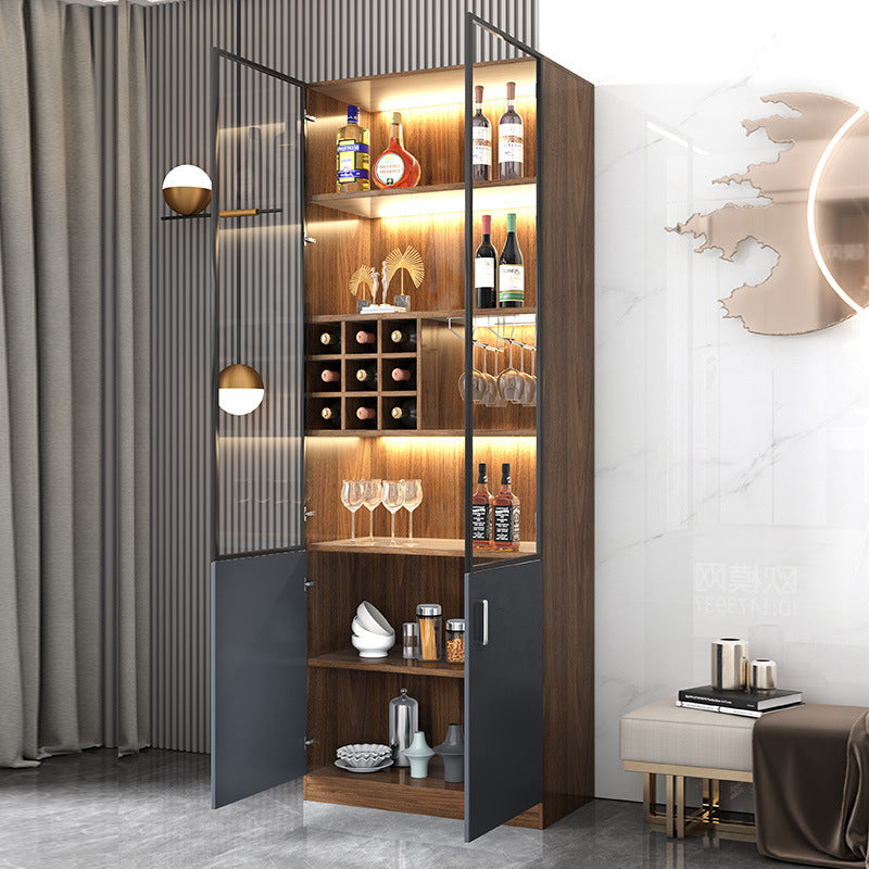 Apartment Wall-Mounted Sideboard Double-Door Wine Rack Storage Cabinet for Hotel Projects and Home Use LED Wine Cabinet