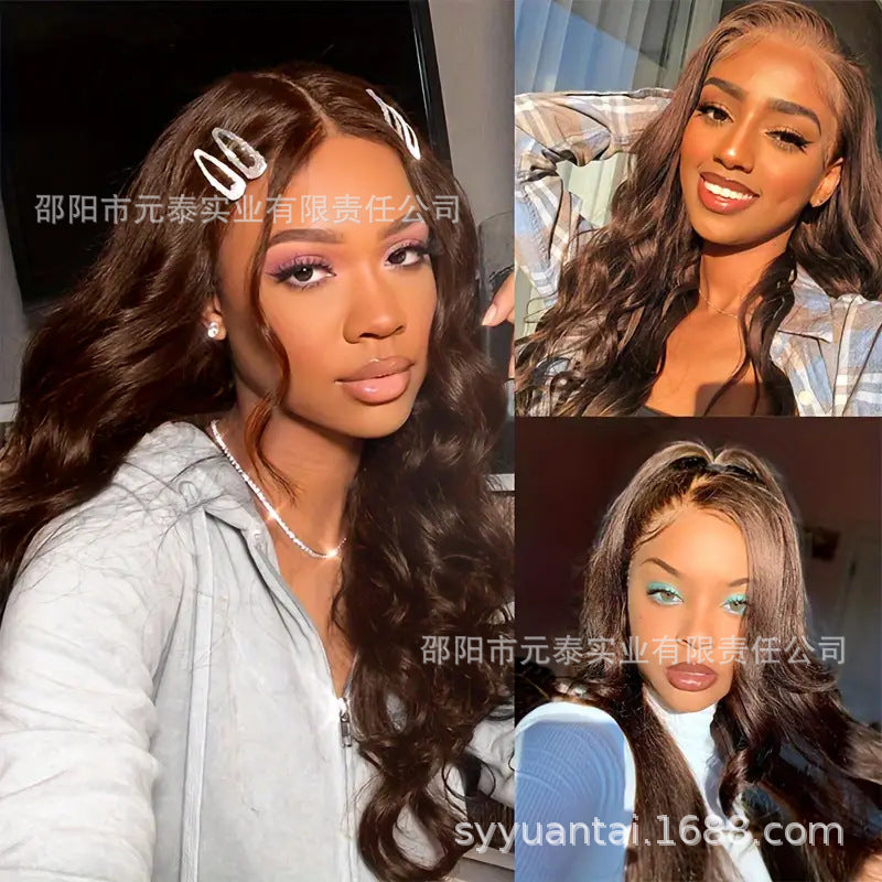 Synthetic Body Wave Chocolate Brown 13X4 Lace Front Wigs