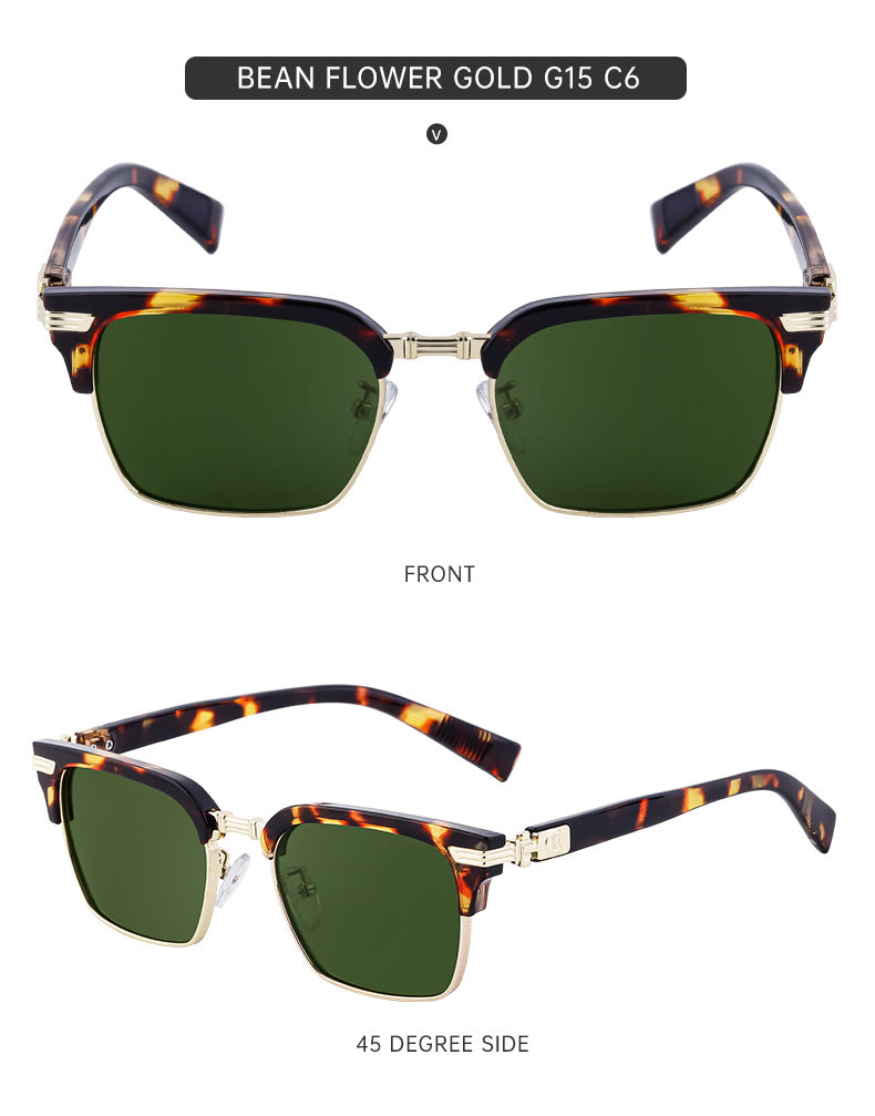 New Retro Square Frame Sunglasses Unisex Eyebrow Frame UV Protection Sunglasses Double Bridge Glasses shades