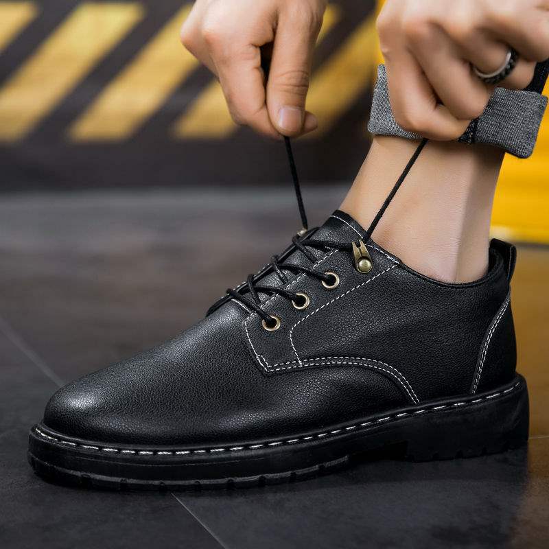 Summer Work Leather Shoes Casual Kitchen Men's Shoes Waterproof Non-Slip Oil-Proof Chef Shoes Black Work Boots for Young People