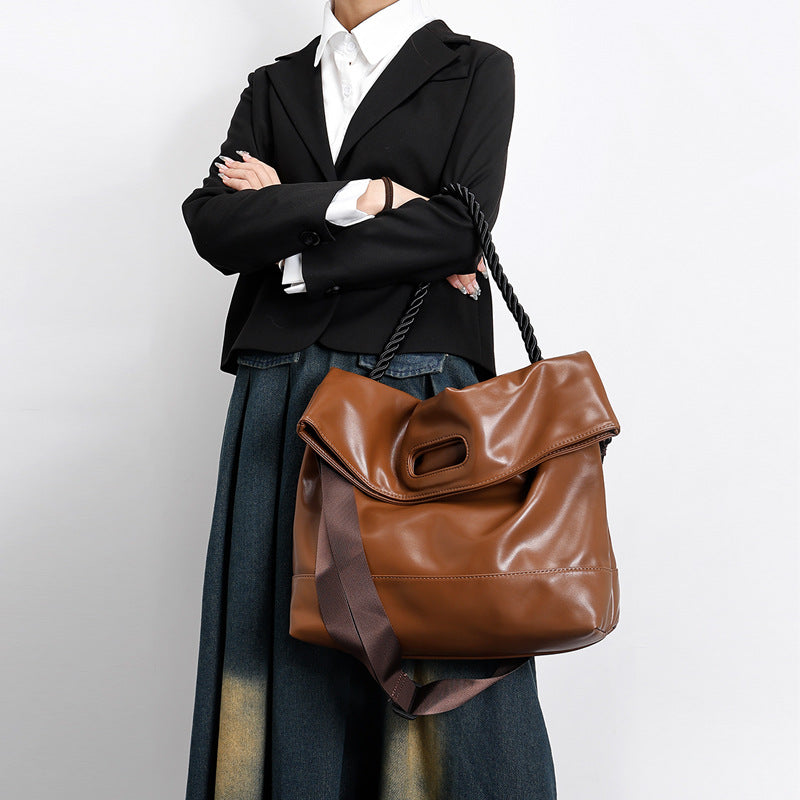 Fashion Women's Bag Spring New Soft Leather Ladies Bag Large Capacity Simple Commuter Student Shoulder Tote Bag