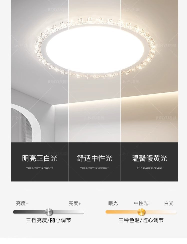 Light Luxury Living Room Ceiling Lamp New Crystal Lamp Cream Style High-end Bedroom Main Lamp Round Shape led Eye Protection Lighting