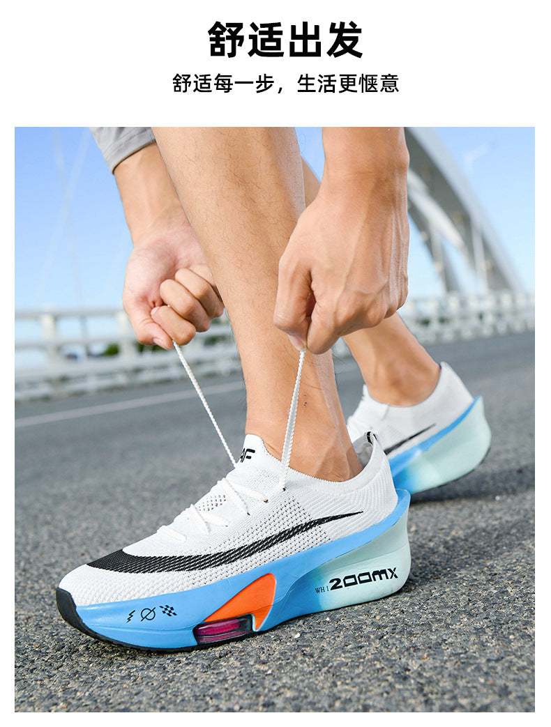 2025Autumn New High Elastic Double Mesh Breathable Sports Shoes Air Cushion Shock Absorption Full Palm Carbon Plate Couple Racing Running Shoes