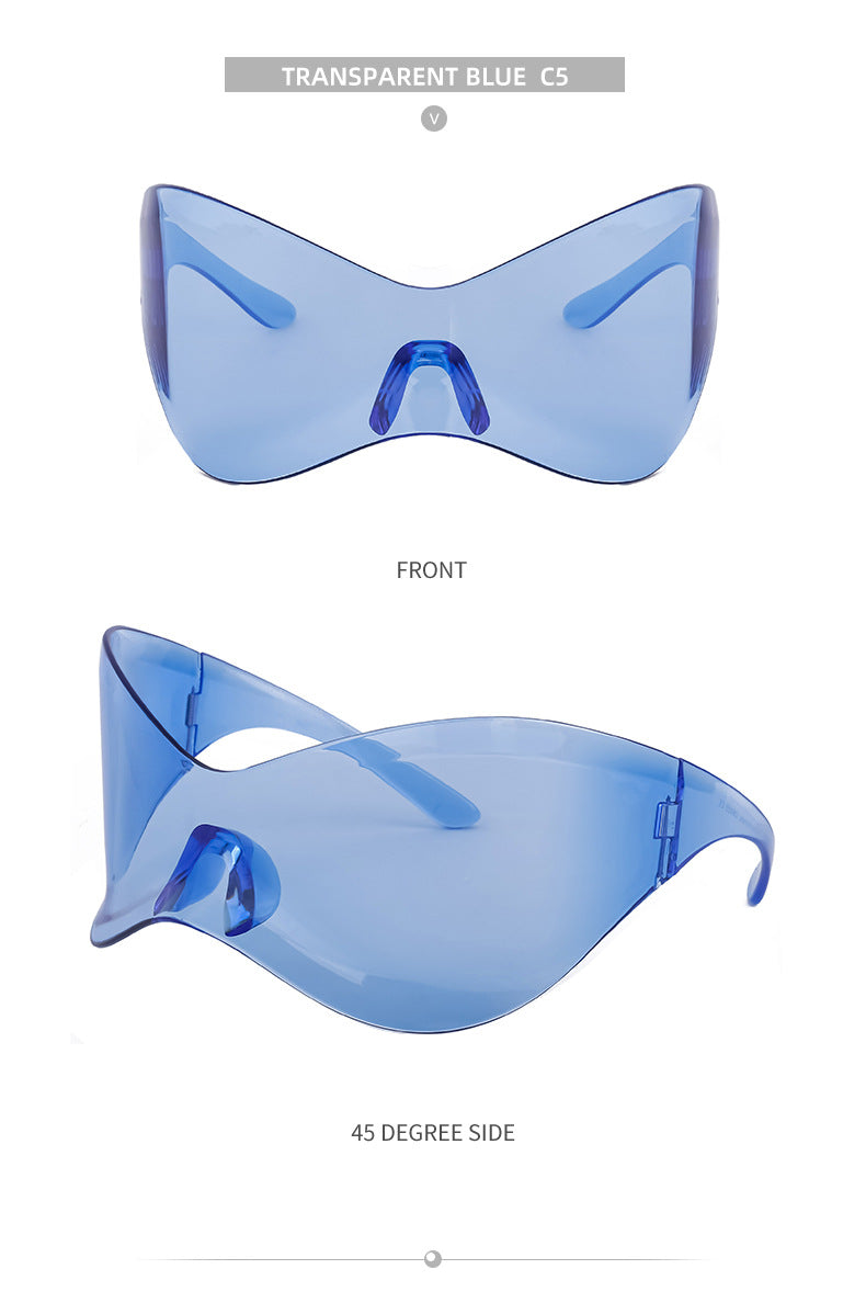 European and American Large Frame Sunglasses for Women, Trendy UV Protection Glasses with a High-End Feel Y2K Millennium Frameless Cycling Sunglasses for Men