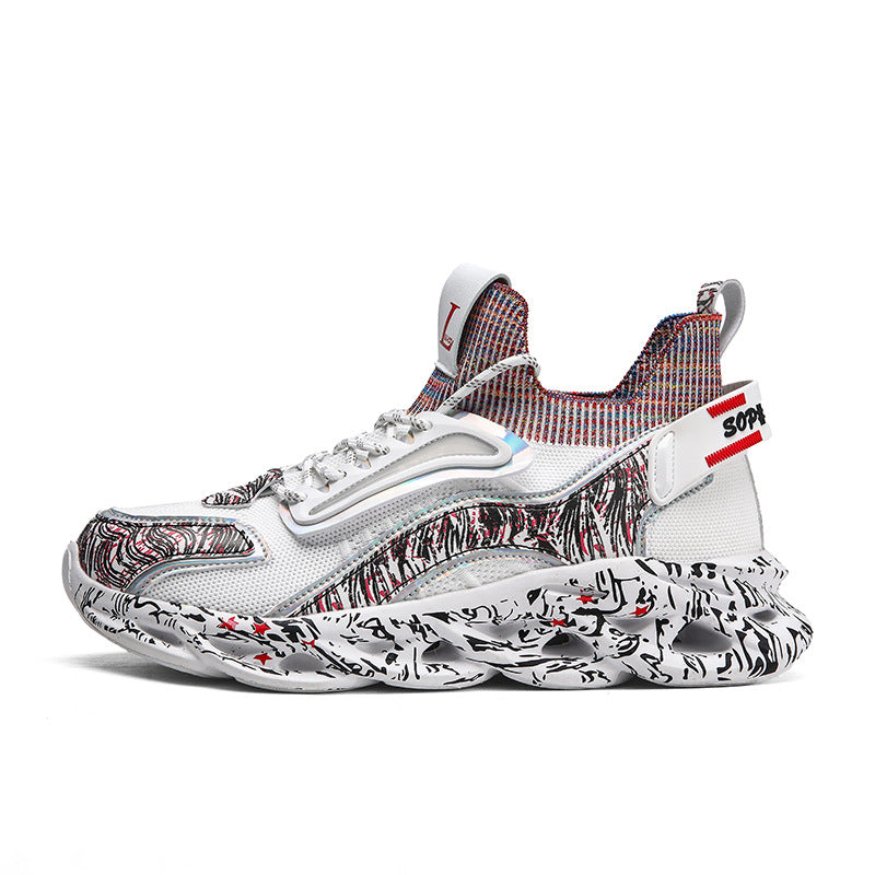 2025Foreign Trade Large Size Breathable Mesh National Trend Casual Sports Shoes with Ultra-light Sole and Height-increasing Fashion Dad Shoes