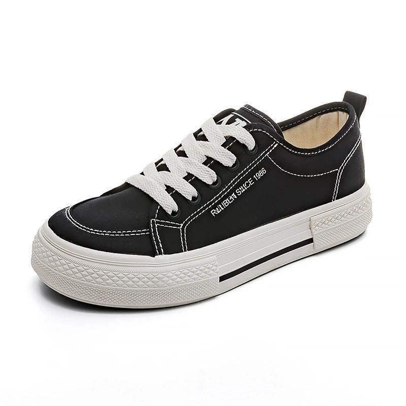 Women's Large Canvas Shoes2025Summer Casual Versatile White Shoes Black Big Toe Shoes Autumn Thick Sole Breathable Sneakers