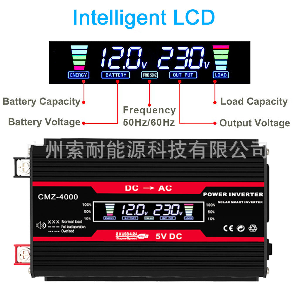 300W Vehicle Inverter12V Turn110V220V Double USB Smart screen car power inverter